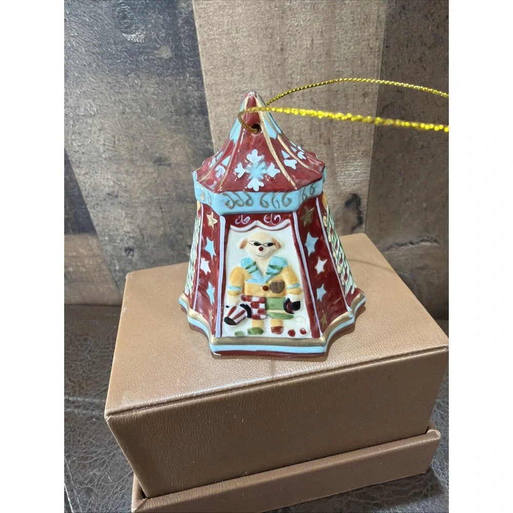 Villeroy & Boch Porcelain Christmas Bell Circus Carousel Clown Ornament 1989 Vtg
